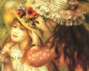 Pierre Auguste Renoir : Girls Putting Flowers in their Hats